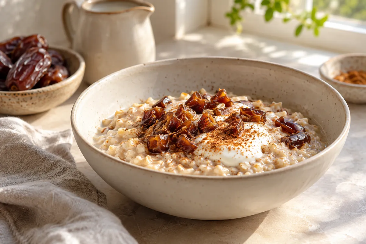 Porridge with a small amount of chopped dates